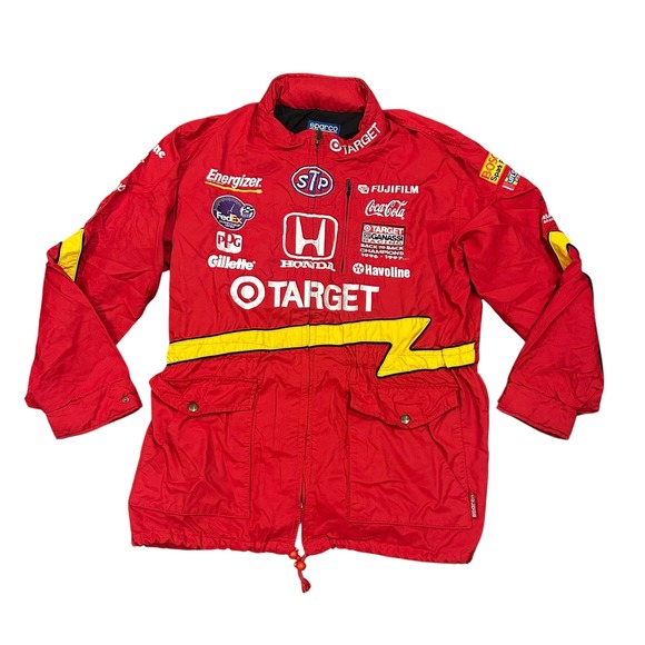 Vintage Sparco Target Racing Jacket Mens Full Zip Sponsors Red RARE - Picture 1 of 7